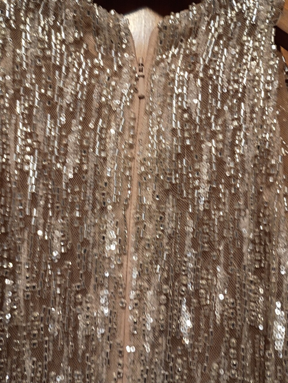 Sequin Metallic Gown with Deep V Neck - Picture 5 of 7